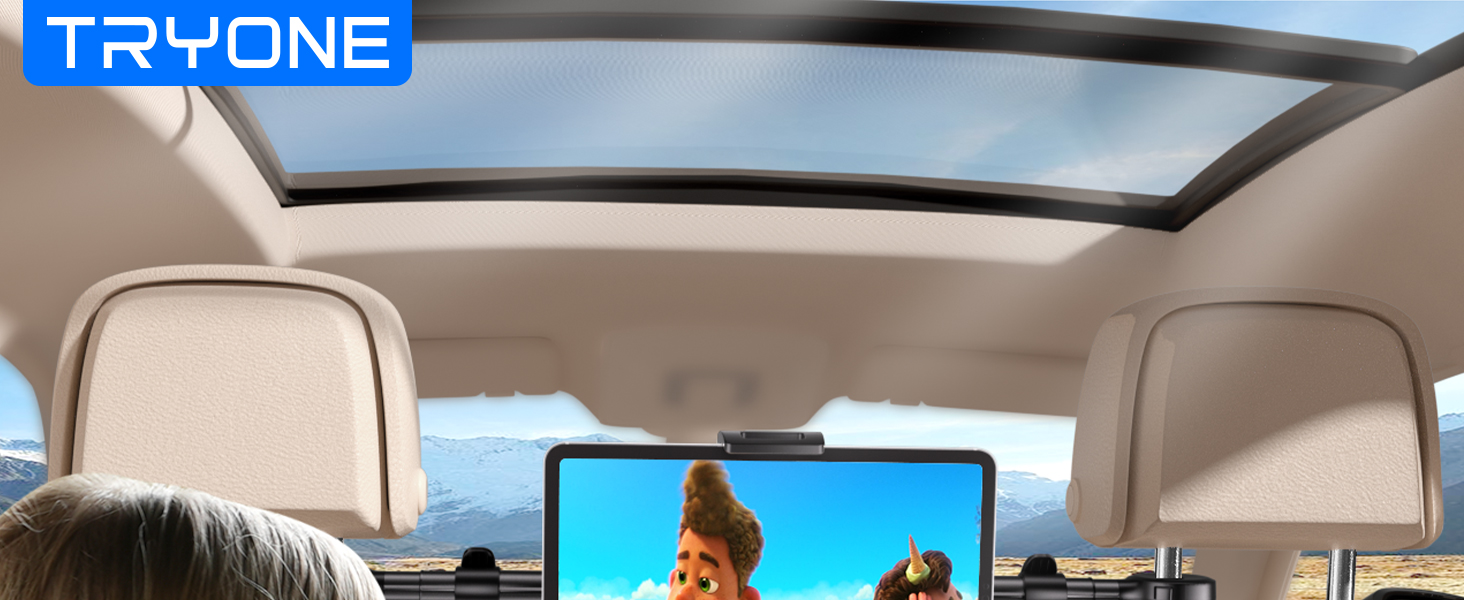 Тримач для планшета TRYONE в авто - регульований, універсальний, для iPad, Samsung Tab, Switch, телефонів (4.7-16.1 дюймів)