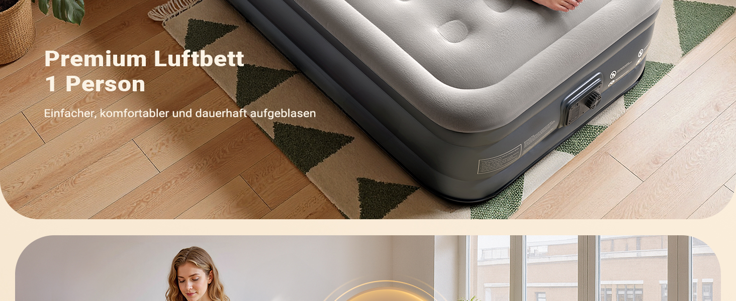 Надувний матрац iDOO для 2 осіб з електричним насосом, 152x203x46 см, для кемпінгу, 295 кг MAX