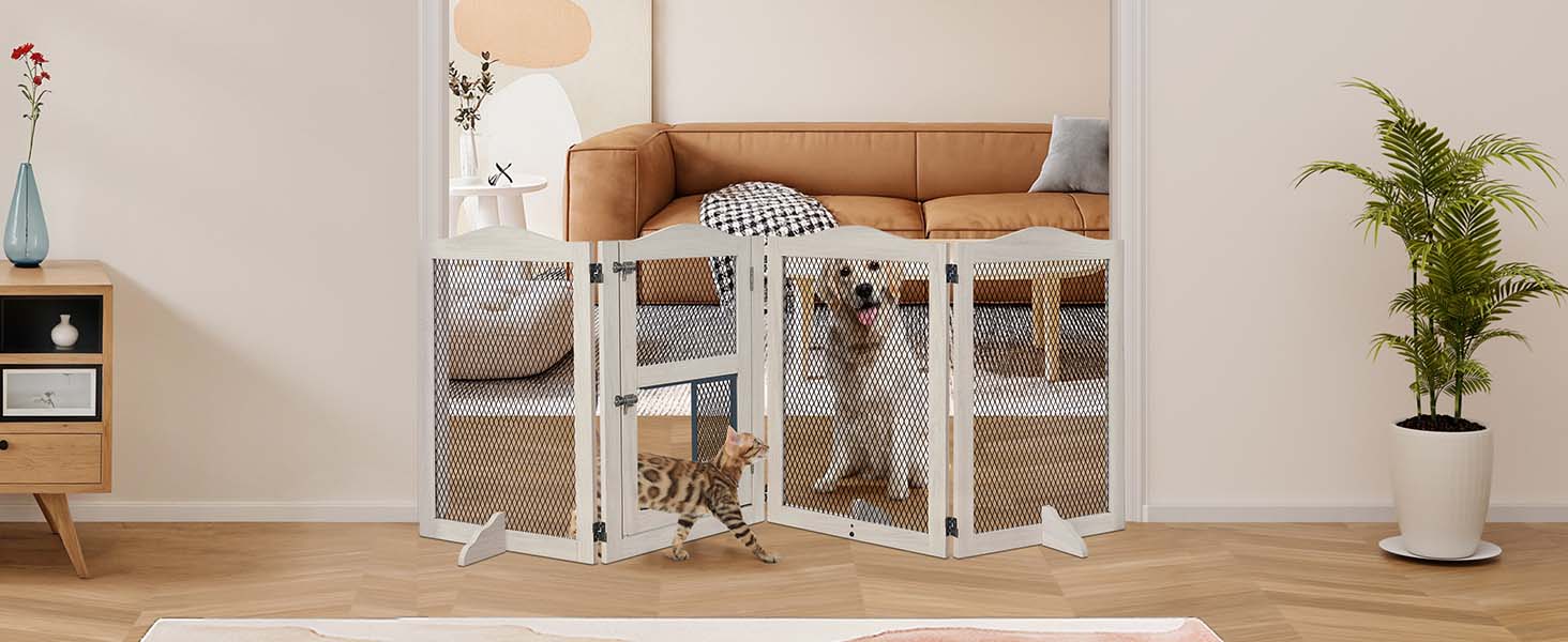 Захисний бар'єр для каміну Unipaws, огорожа для собак, 6 панелей, без свердління, білий (сірий)