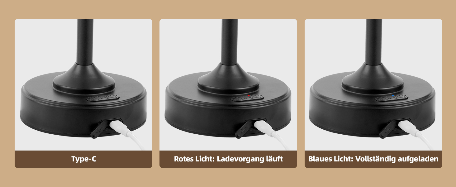 Світлодіодна настільна лампа EZVALO з сенсорним димером, акумуляторна (4000mAh), USB-C, тепле світло 2700K, чорна - 1 шт.