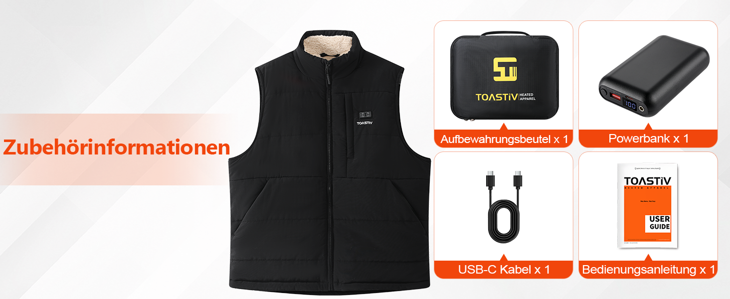 Обогреваемая жилетка для мужчин с PowerBank 20000mAh, 7.4V, флісова підкладка, 3 режими, для повсякденного використання, чорний