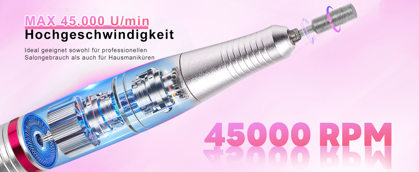 Електрична машинка для манікюру та педикюру CozyZen Professional: набір для догляду за нігтями з LCD-дисплеєм, керуванням рукою та ногою, тиха робота (рожевий)