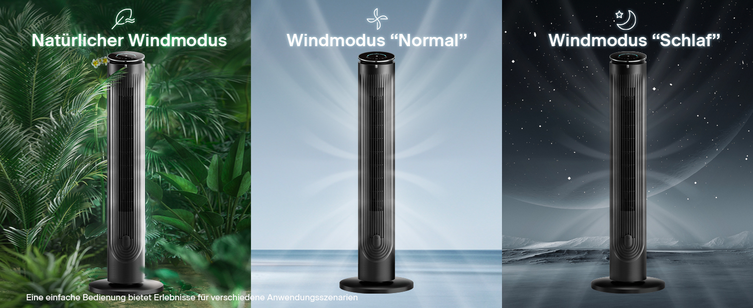 Турбовентилятор Pelonis Leiser - чорний, 106 см, 4.2 м/с, з пультом ДУ, 9-годинний таймер, 4 режими, 5 швидкостей, SMART-режим, LED-дисплей для спальні/офісу