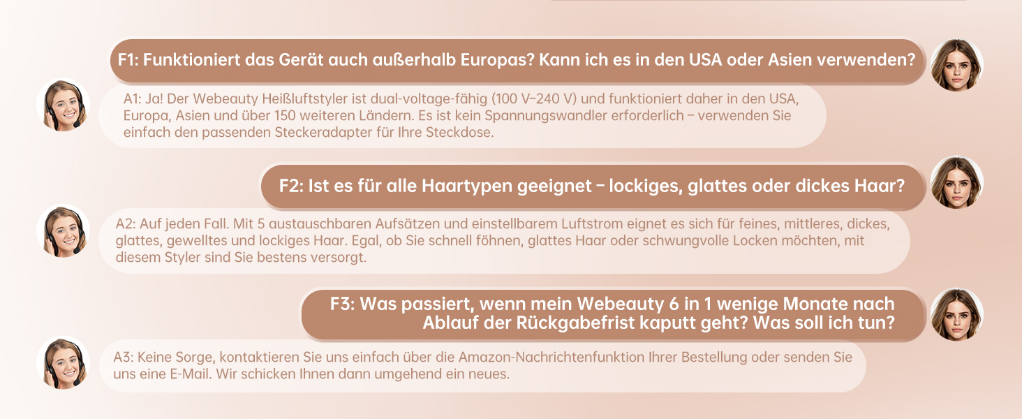 Webeauty Airstyler 7-в-1: Фен-щітка, плойка, випрямляч, 110000 об/хв, 25 м/с, 500 млн негативних іонів