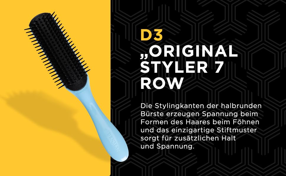 Щітка для кудрявого волосся Denman D3 (African Violett), 7-рядна для укладання, розчісування, формування та визначення локонів – для жінок та чоловіків
