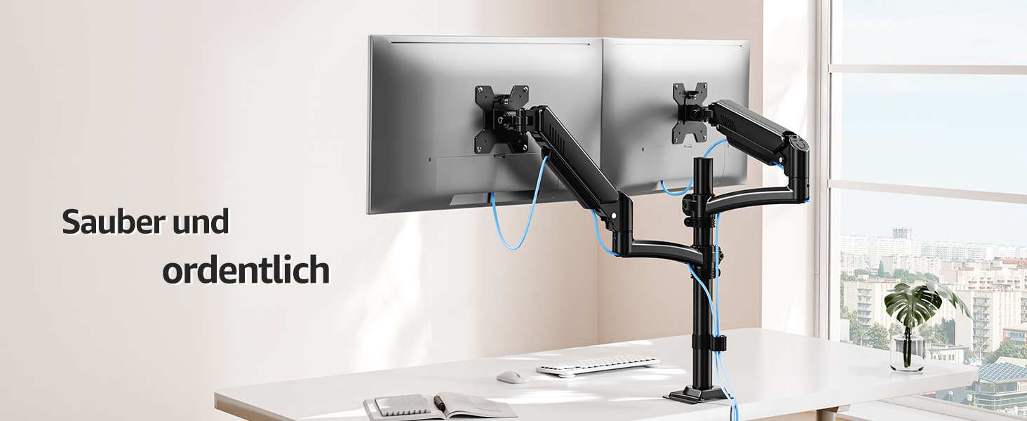 Кріплення для монітора MOUNTUP - 2 монітори, 13-32 дюйми, регульоване, VESA 75/100mm, 2-10 кг, EU6016B