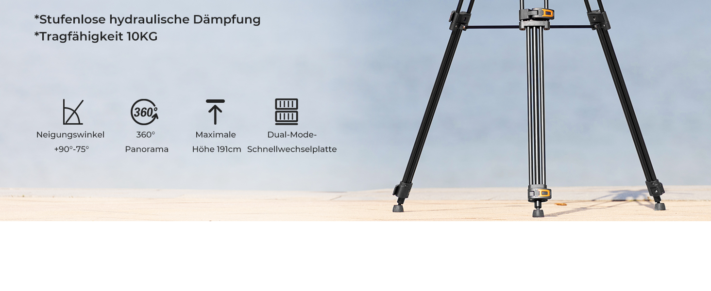 Штатив для камери K&F CONCEPT VA3+BV20: відео штатив з поворотним кріпленням, 184 см, для DSLR, відеокамер