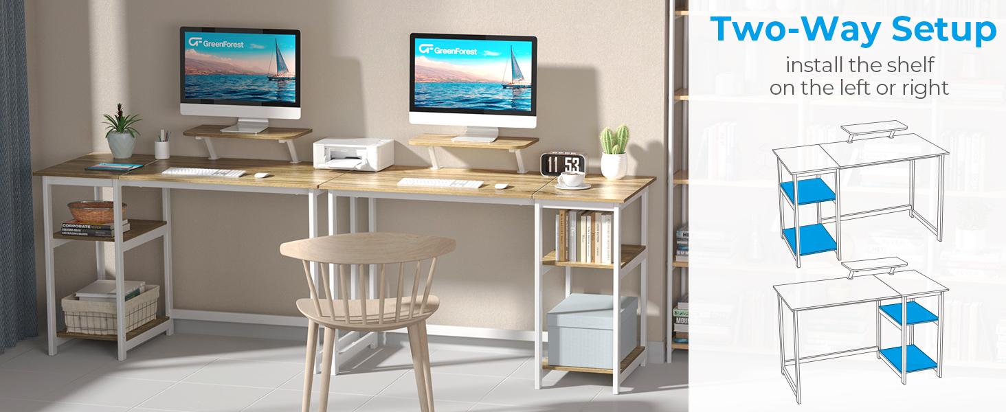 Стіл GreenForest 120 см з місцем для зберігання та підставкою для монітора, для дому та офісу, бежевий (120x50 см)