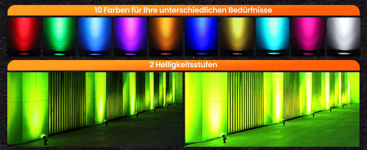 MEIKEE RGB Garden Lighting with Remote Control - 10 Colors, 30 Dynamic Modes, IP66 Waterproof, Timing Function, 8 Pack with EU Plug