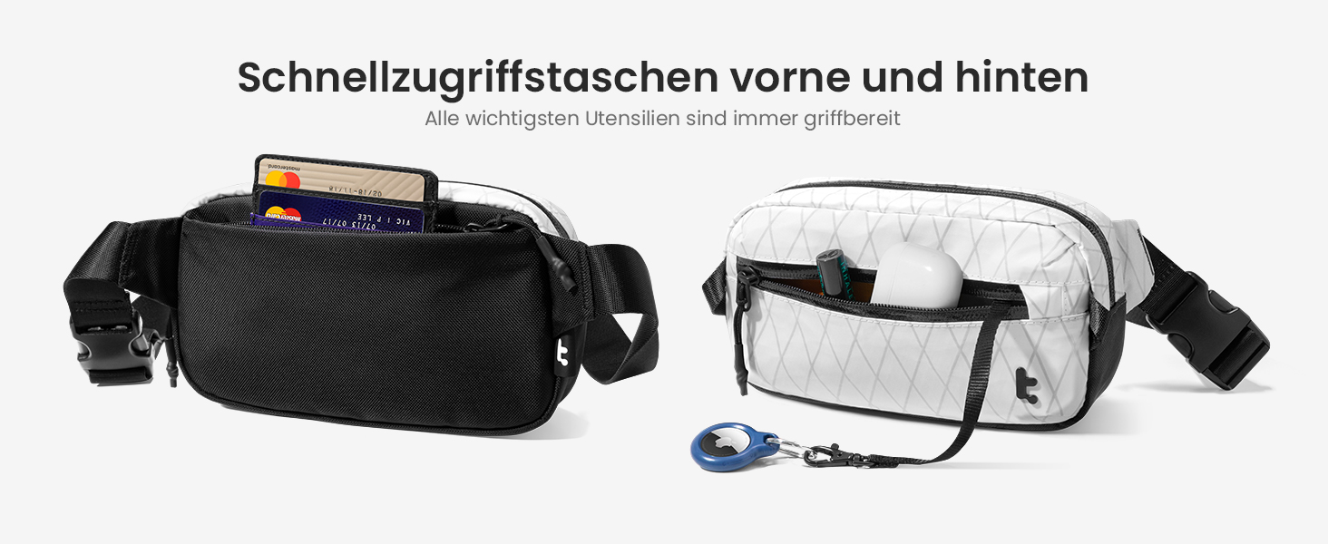 tomtoc X-Pac нагрудна сумка для чоловіків та жінок, 1,5 л, білий колір. RFID захист, для подорожей, повсякденного використання.