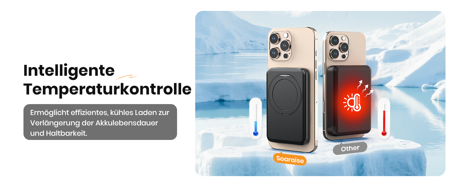 Портативний зарядний акумулятор SOARAISE 10000mAh з PD 20W, USB-C та бездротовою зарядкою, LED дисплеєм, чорний