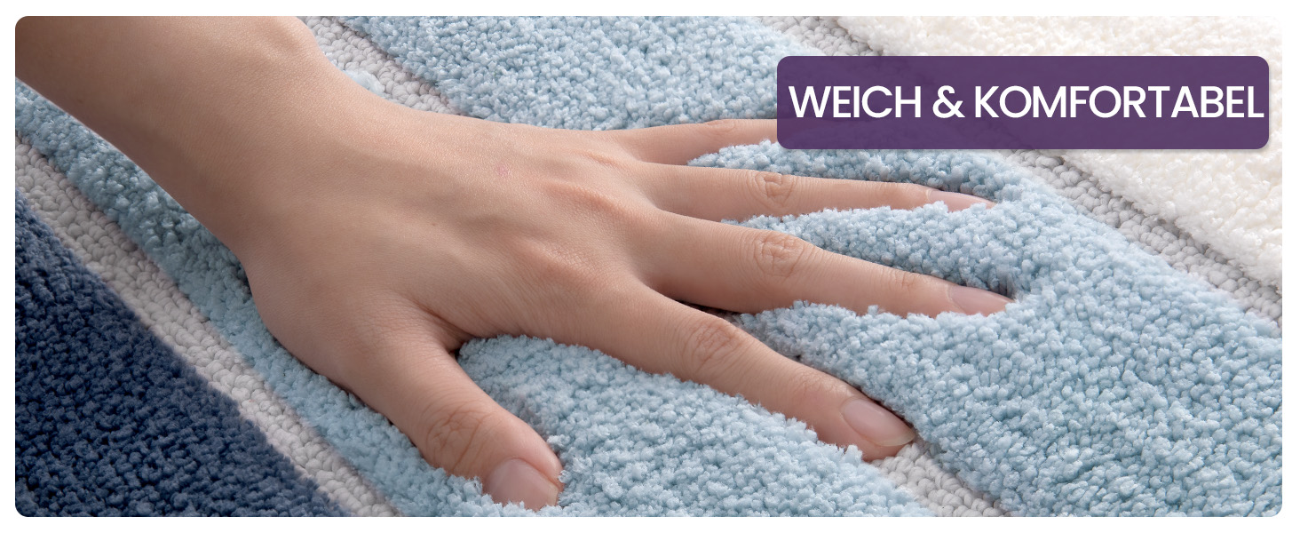 DEXI Non-Slip Bathroom Rug - Absorbent, Washable Bath Mat - 60 x 110 cm - Blue