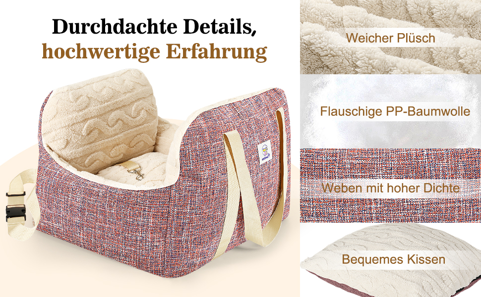 Автокрісло для собак Pawaboo - зручне ліжко-переноска для маленьких собак до 11 кг (чорне)