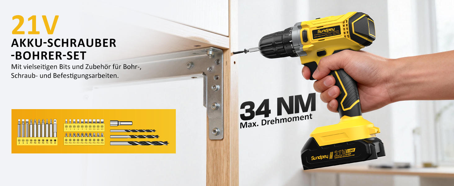 Набір інструментів Sundpey 170 предметів з акумуляторним дрилем-шуруповертом 21V, універсальний для дому, будівельні та ремонтні роботи