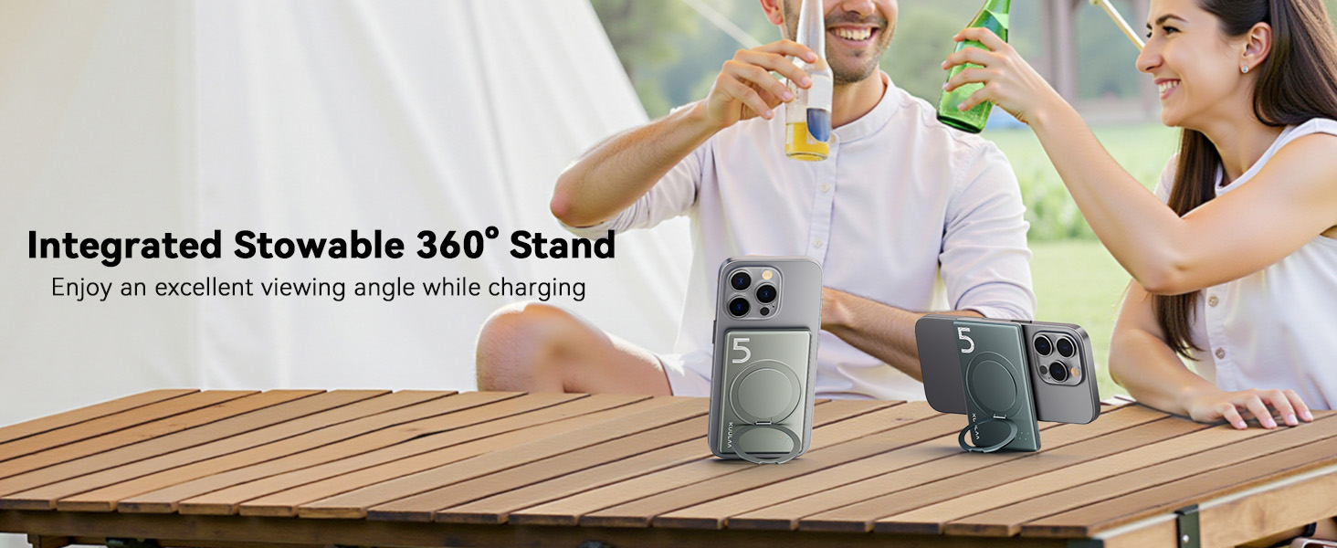 Powerbank Kuulaa MagSafe 5000mAh, Швидка зарядка, USB-C, для iPhone 17/16/15/14/13/12/Pro/Pro Max, срібло