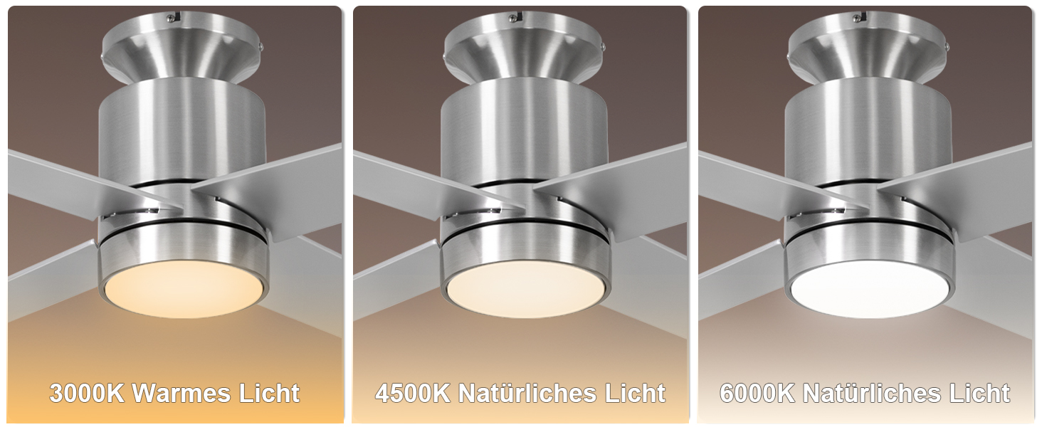 Стеляний вентилятор Ohniyou з підсвічуванням та пультом керування – 96,5 см (38 дюймів). Тихий, димування, для спальні, тераси, внутрішнього/зовнішнього використання (нікель, сучасний)