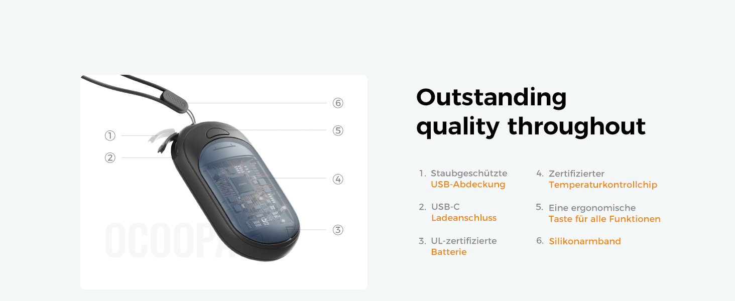 Електричні грілки для рук OCOOPA 2 шт. з магнітом, 5000mAh, 3 режими нагріву, компактні, для рукавичок, зима, подарунок