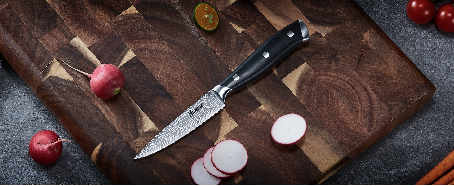 Yabano 14-Piece Professional Knife Set with Sharpening Block - Stainless Steel Chef Knives with Plastic Handles & Wood Block