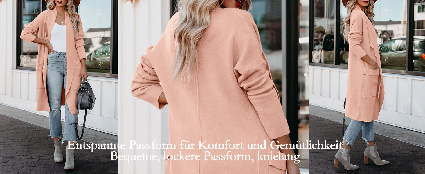 Жіноча в'язана жилетка з відкритим передом, з кишенею, довга, однотонна, блакитна