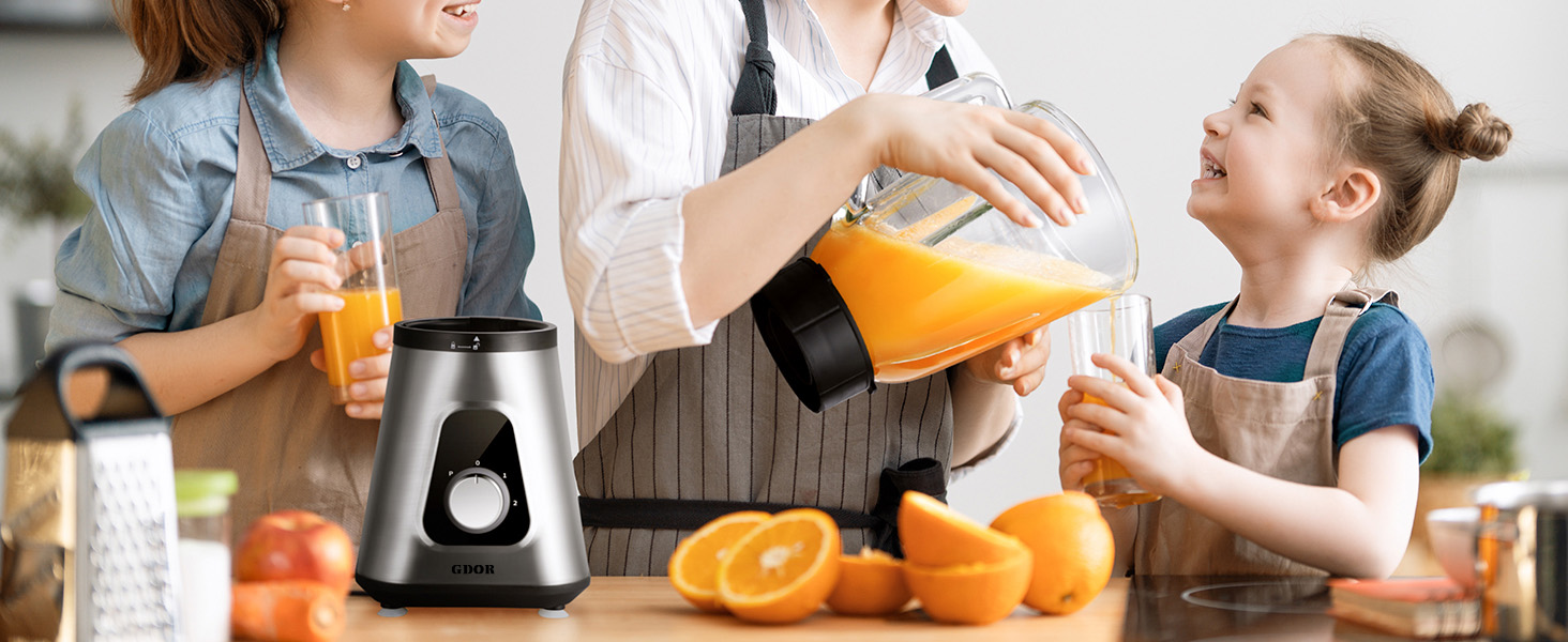 GDOR Standміксер 1200W з 1,5л скляною колбою та 650мл стаканчиком для напоїв. 3 швидкості, для смузі, шейків, соусів. Професійний міксер GDOR