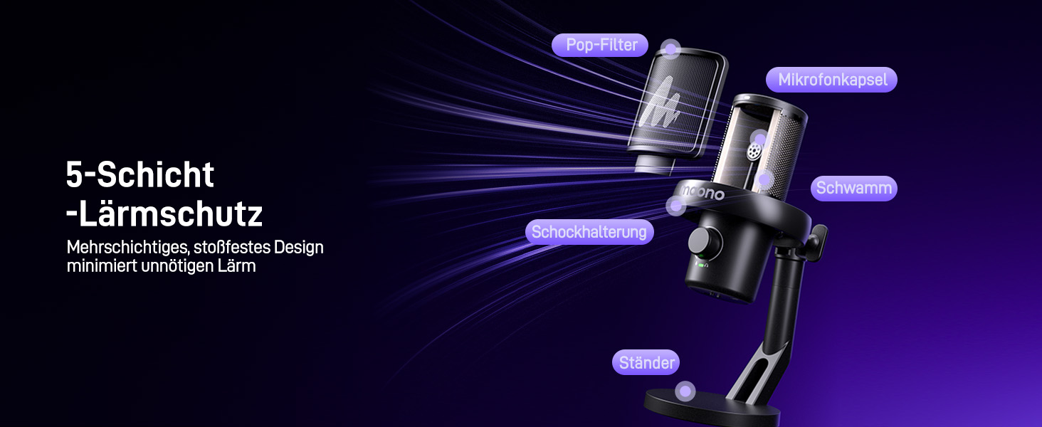 Мікрофон MAONO DM40 бездротовий для ПК з RGB підсвіткою та ШІ-зміною голосу, 3-рівнева шумоподавлення, для геймінгу, подкастингу та стрімінгу (чорний)