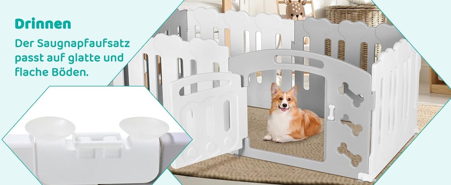 Летворешітка для цуценят Mamizо 60 см, 5+1 панелей, сіра та біла. З торцем та кріпленнями для підлоги. Ідеально для квартири.