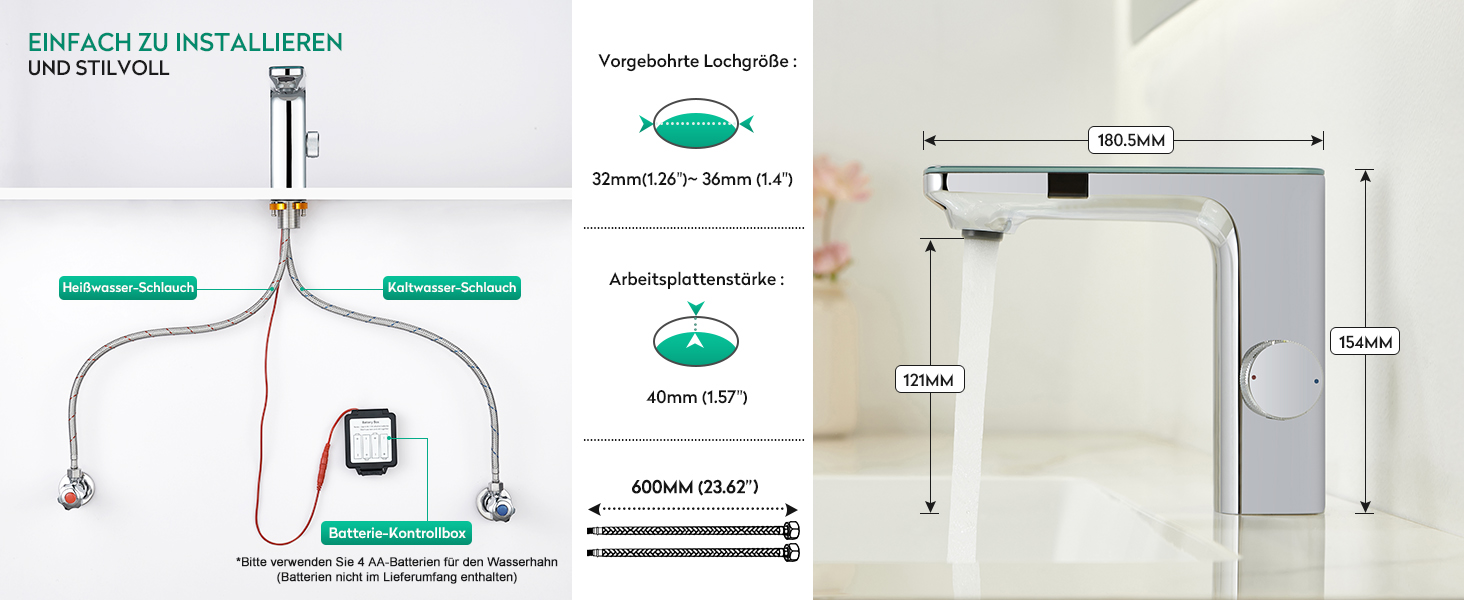 Кран кухонний CREA, 360° поворотний, з високим виливом, інфрачервоний, хром