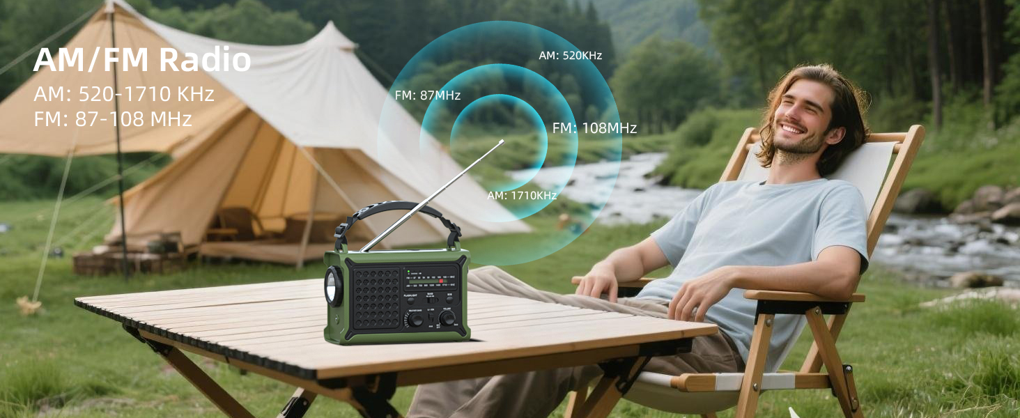 Сонячне радіо з ручним приводом 12000mAh, портативний приймач світу, радіо для надзвичайних ситуацій з AM/FM, 8500 мм² сонячна панель, Powerbank, ліхтарик та світло для читання, для виживання та відключень електроенергії (зелене)