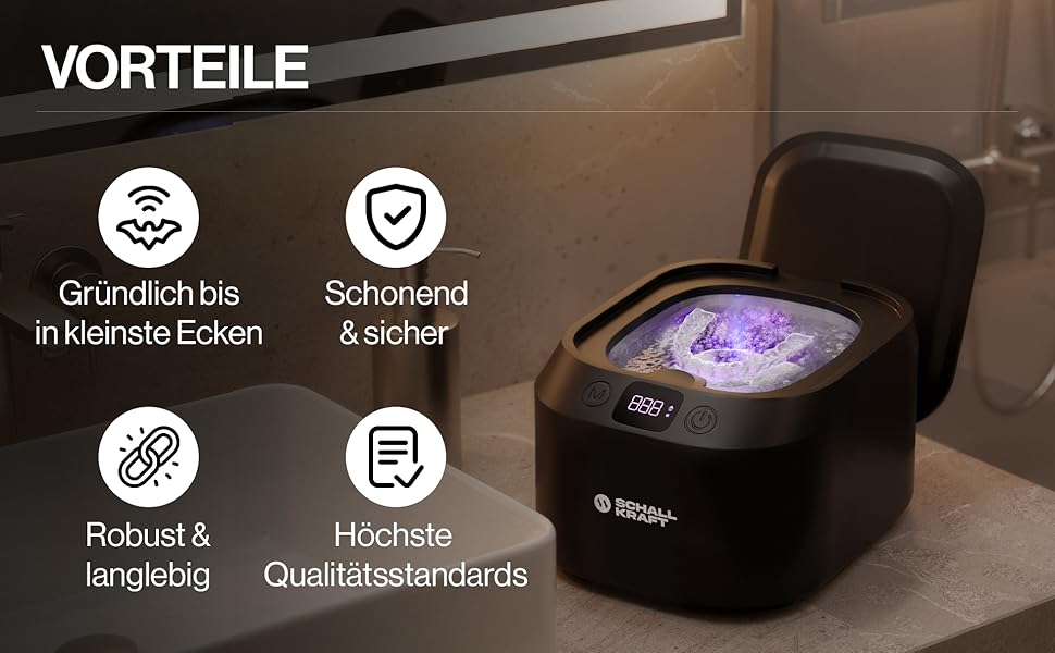 Ультразвукова ванна для чищення 48 кГц з УФ-дезінфекцією, чорна - для ювелірних виробів, зубних кап, брекетів та іншого