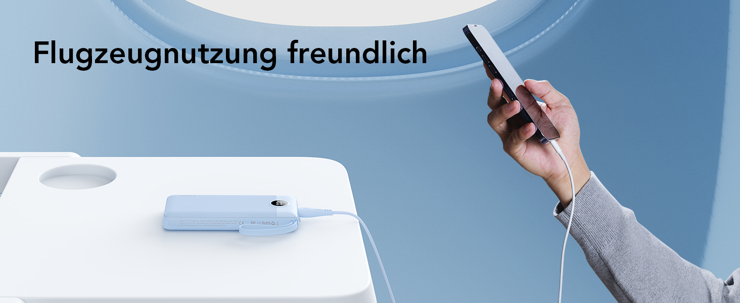 Power Bank VRURC 10000mAh з 4 кабелями: портативний акумулятор USB-C для iPhone, Huawei, Samsung та Android (синій)