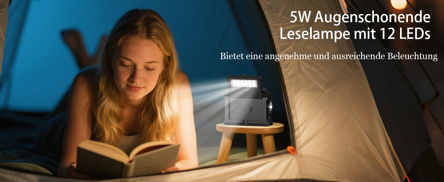 Сонячне радіо з ручним генератором 12000mAh, портативний приймач світу, радіо для надзвичайних ситуацій з AM/FM, сонячна панель 8500мм², Powerbank, ліхтарик та світло для читання, чорний