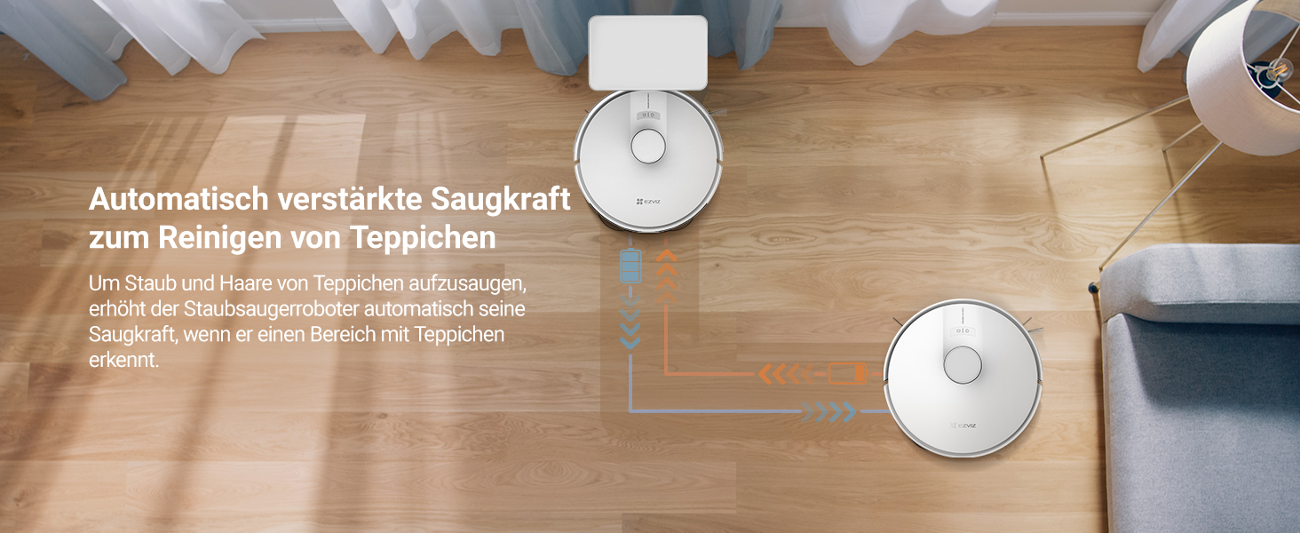 EZVIZ RE4C Plus: Робот-пилосос 3-в-1 з автоматичним очищенням, WiFi, LiDAR, 4000 Pa, керування через APP/Alexa/Google