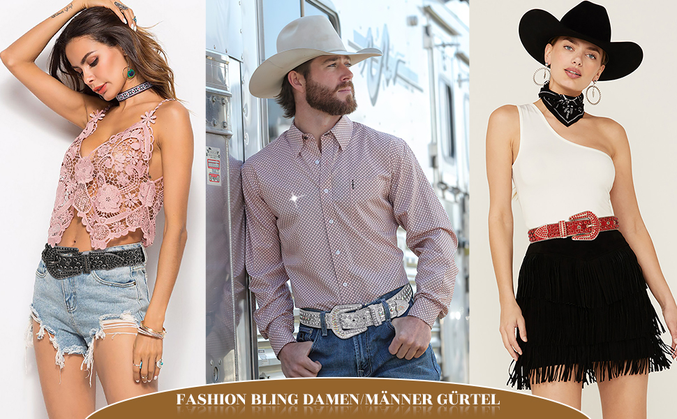 LEACOOLKEY Ремінь з стразами для чоловіків та жінок, блискучий вестерн кантрі ковбойський ремінь з ніти, для джинсів, штанів, суконь, розмір S (73-82 см), загальна довжина 105 см, колір G-рожевий (срібна пряжка)