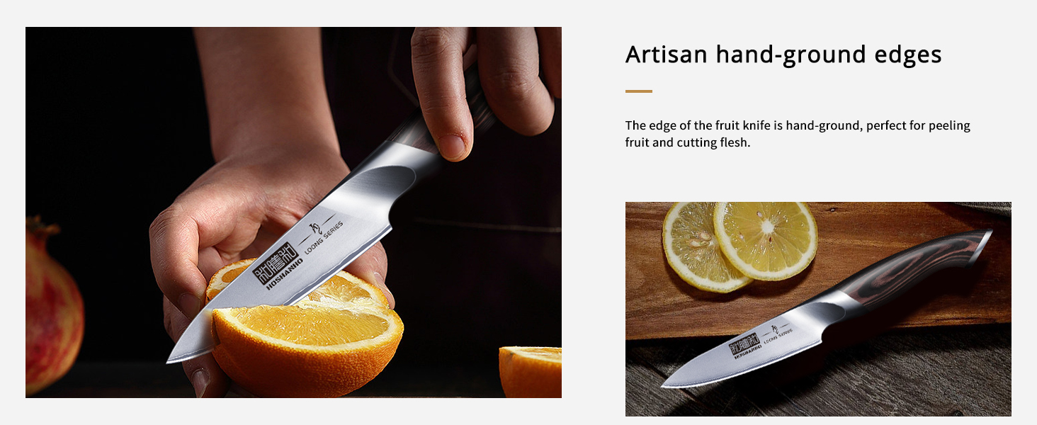 Ніж для чищення HOSHANHO 10 см, професійний ніж для фруктів та овочів, кухонний ніж з високоякісної нержавіючої сталі, ергономічна ручка з гострим лезом, срібний