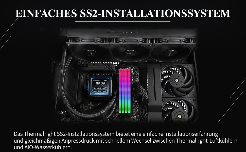 Система рідинного охолодження процесора Thermalright FW PRO 360 ARGB Black, 360мм, IPS LCD-дисплей 2.73