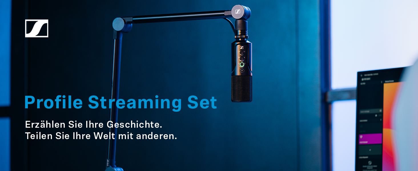 Мікрофон Sennheiser Profile USB з конденсаторною капсулою | Підтримка Plug & Play, ідеальний для подкастів та стрімінгу | Комплектація: настільний штатив та кабель USB-C 1.2м | Чорний (700065)