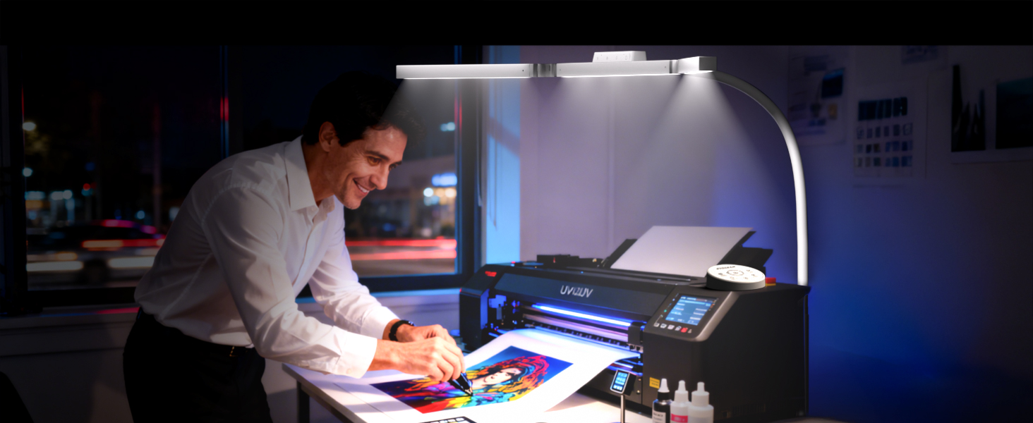 Стіл лампа з 3 джерелами світла, 24W, 100см, денне світло, з пультом керування, регульована яскравість, лампа для офісу та дому (Mattweiß)