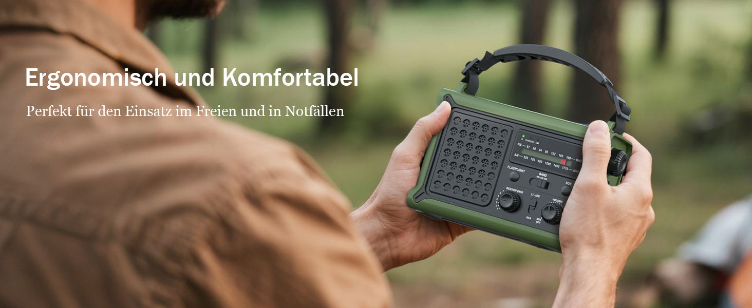 Сонячне радіо з ручним приводом 12000mAh, портативний приймач світу, радіо для надзвичайних ситуацій з AM/FM, 8500 мм² сонячна панель, Powerbank, ліхтарик та світло для читання, для виживання та відключень електроенергії (зелене)