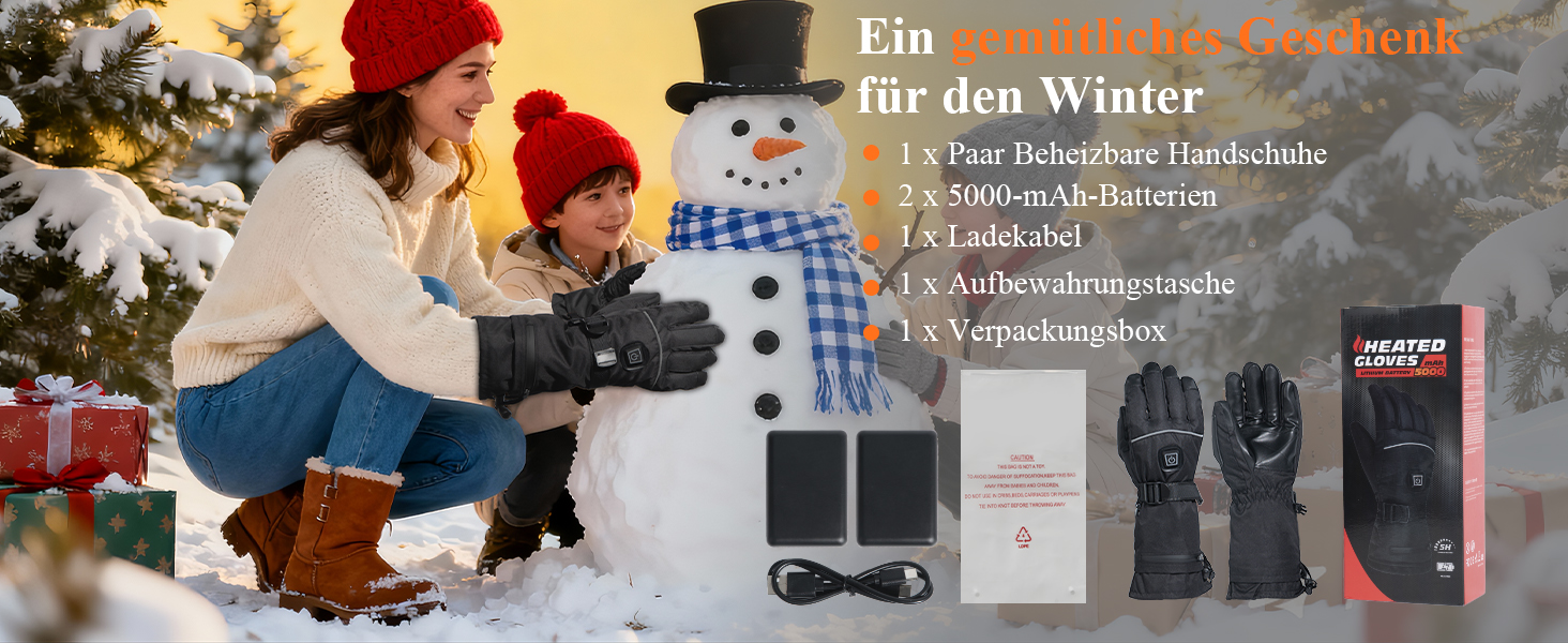 Обогріваючі рукавички Minthouz 5V 5000mAh USB-C з регулюванням температури, водонепроникним екраном та 3 рівнями нагріву - ідеальні для зимових пригод, роботи та спорту