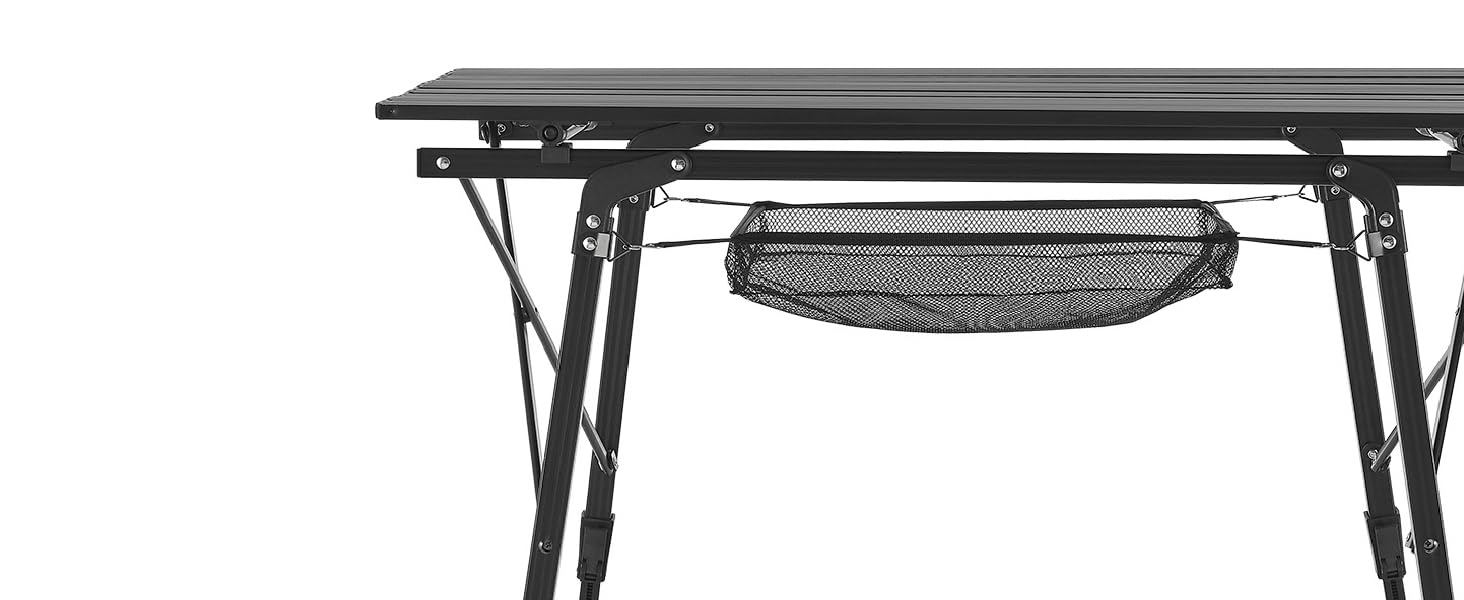 Стол для кемпінгу Juskys Picco - алюмінієвий, 90x52 см, легкий, складний, регульований по висоті - для кемпінгу, саду, відпочинку на природі. Чорний