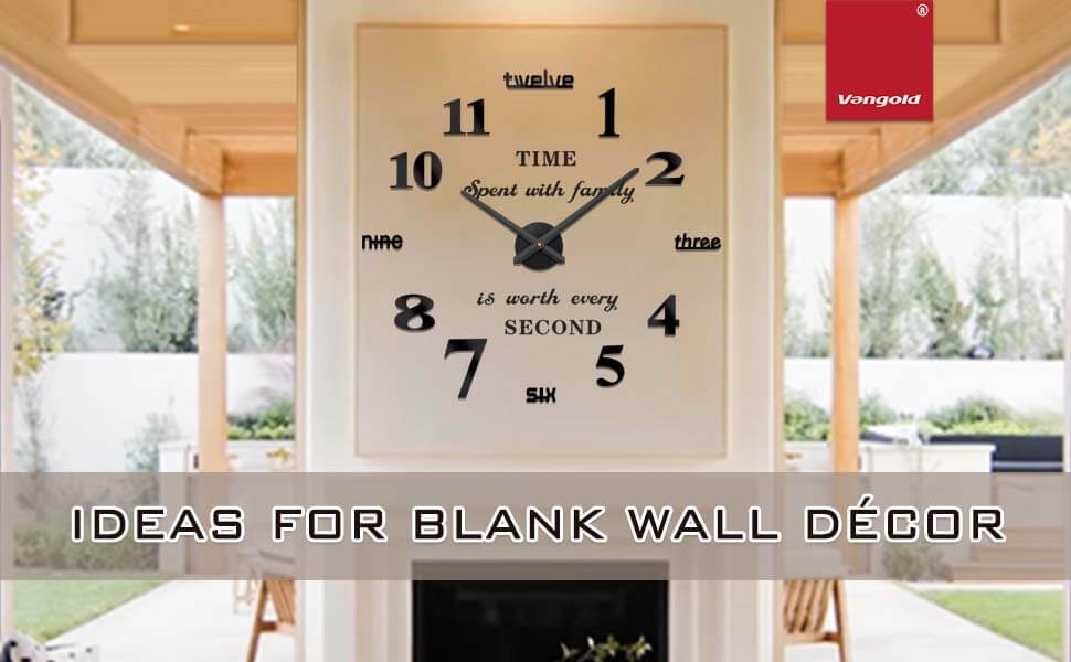 Vangold Modern Mute DIY Large Wall Clock 3D Sticker Home Office Decor Gift (Black)