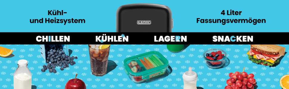 Chefman Iceman Міні-холодильник: 4 літри, охолодження та підігрів, 6 відділень для косметики, перекусів, AC/DC живлення, для дому/авто/спальні