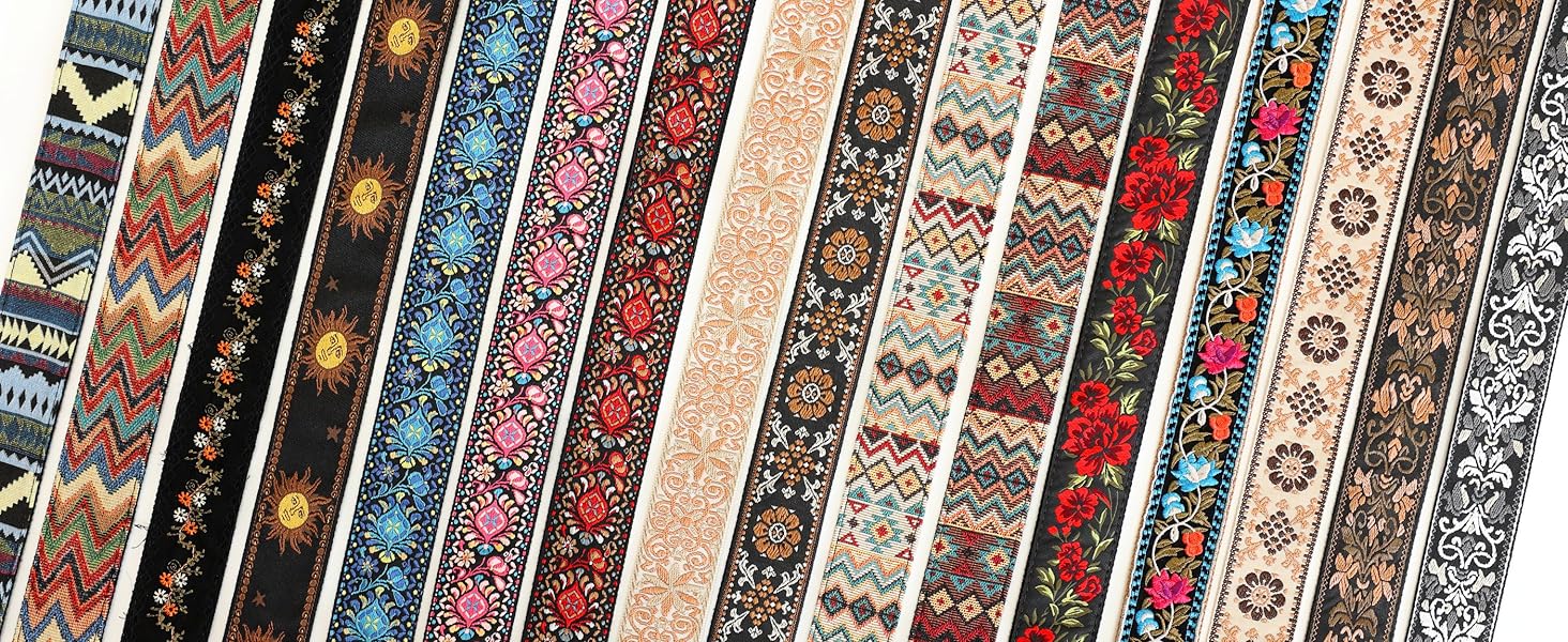 Гітарний ремінь Nefelibata Banjo-Gurt, 5,1 см, повна шкіра з нубуку, блакитна вишивка квітів