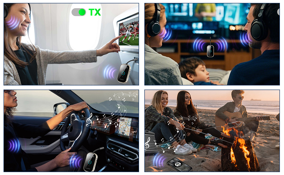 Bluetooth 5.4 адаптер-ресивер 2-в-1 SINZONeu з aptX HD та Dual Link для ТВ, авто та літака, підтримка двох навушників одночасно