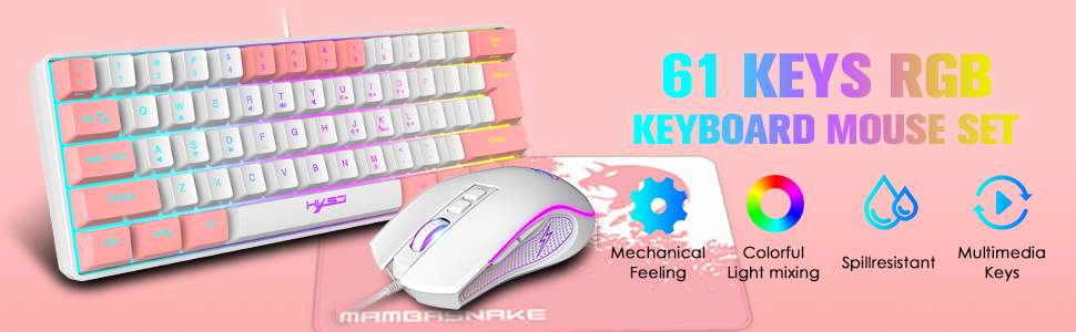 Ігрова комбо клавіатура та миша XINMENG з RGB підсвічуванням, мишка з 3600 DPI, Panda серія, для PS4/Windows/PC/Mac/Laptop
