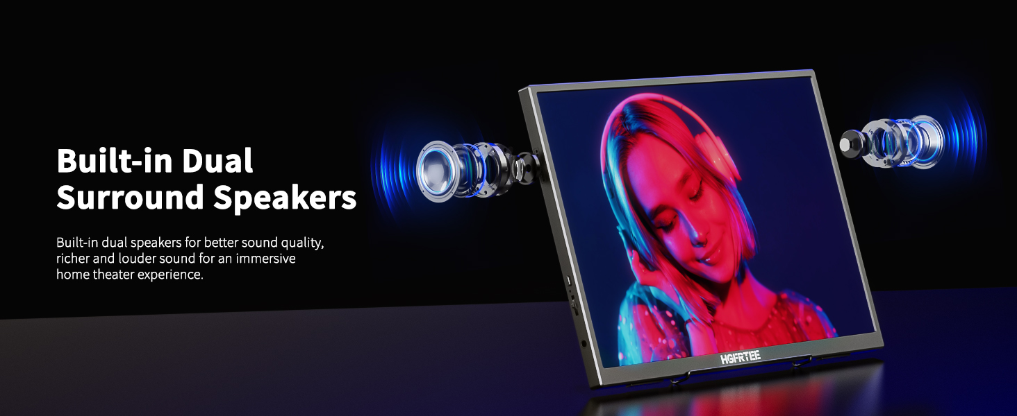 Портативний монітор 12.3 дюйма, FHD 1920x1280, IPS без відблисків, sRGB 100%, 60Hz, динаміки, USB-C, Mini-HDMI, VESA, для Windows/macOS, ігор та роботи (без сенсорного екрану)