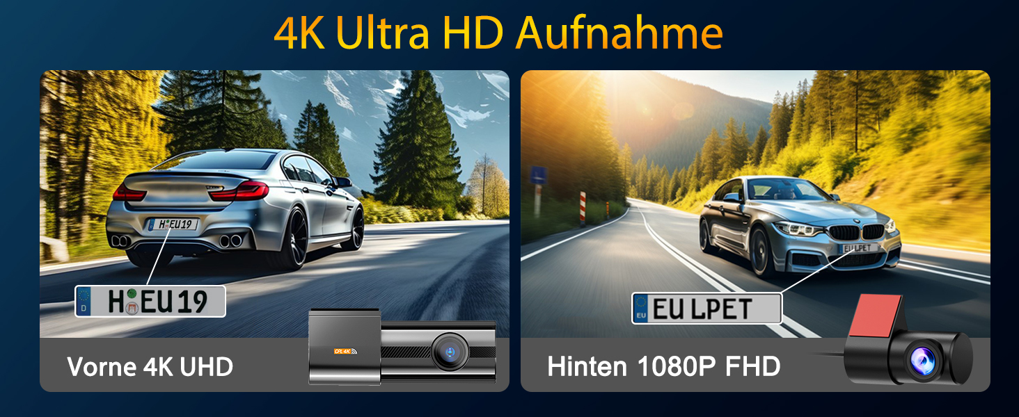 Відеореєстратор Auto Dashcam 4K WiFi з SD 64GB, 360° обертання, CPL, Super Night Vision, WDR, 170° та G-Sensor