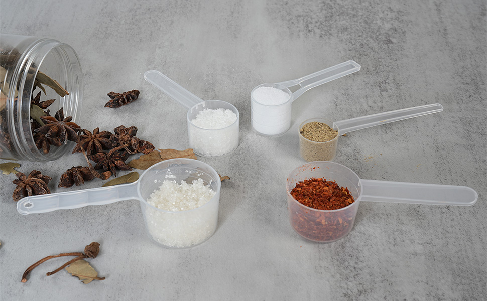 Набір мірних ложок Sinofort 14 шт. з шкалою для приготування, випічки, кави та протеїну (100мл, 70мл, 50мл, 40мл, 30мл, 20мл, 15мл, 10мл)