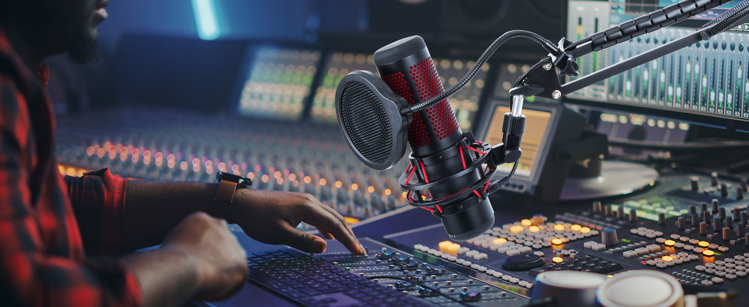 Кріплення для мікрофону HyperX QuadCast з поп-фільтром та універсальним кріпленням, сумісне з QuadCast S, Fifine AM8, Blue Yeti, Razer Seiren Mini V3, YOUSHARES - для мікрофонів з різьбою 3/8' та 5/8'