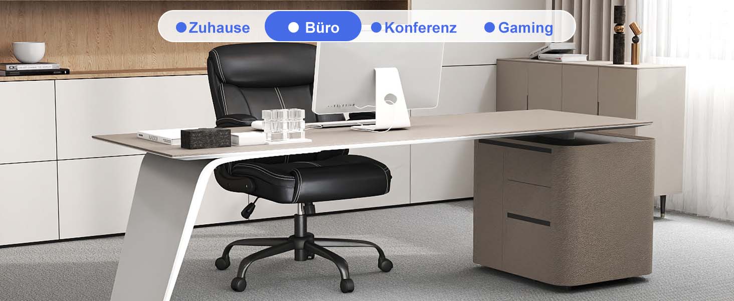 Офісний крісло AnyGod з шкіри, регульовані підлокітники, поворотне, для дому та офісу, до 136 кг, чорне